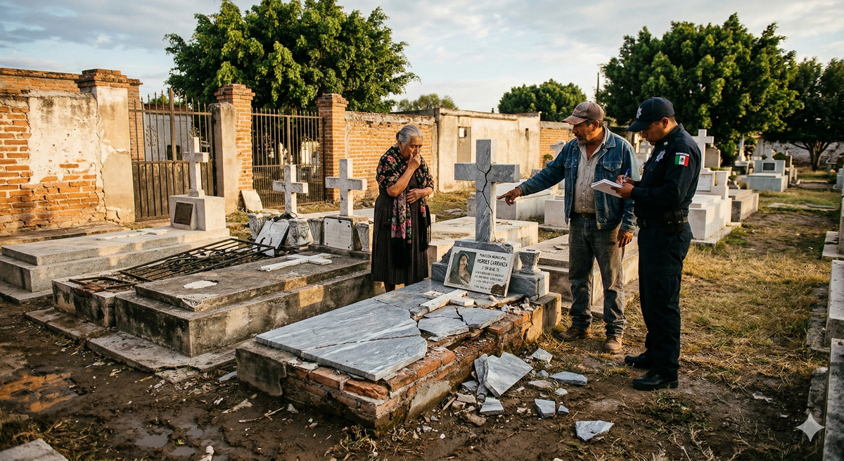 Vandalizan tumbas y lápidas en el panteón municipal de Héroes Carranza Post feature image