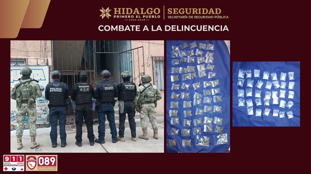 Desmantelan presunto punto de venta de droga en Pachuca; hay dos detenidos Post feature image