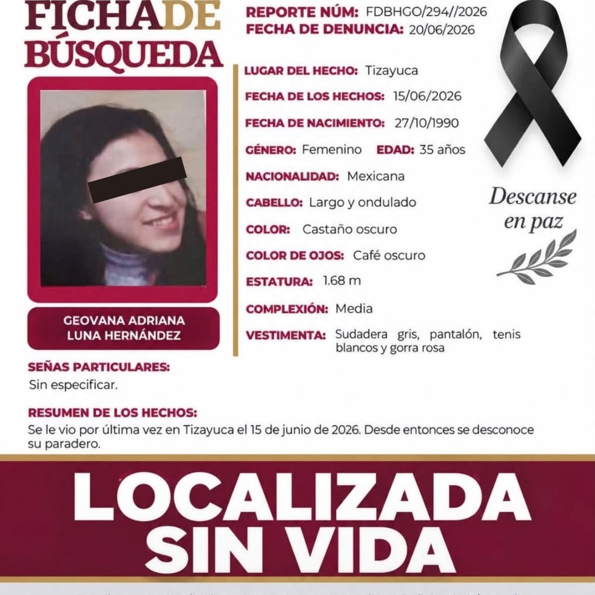 Hallan sin vida a mujer buscada durante tres meses en los límites de Hidalgo y Estado de México Post feature image
