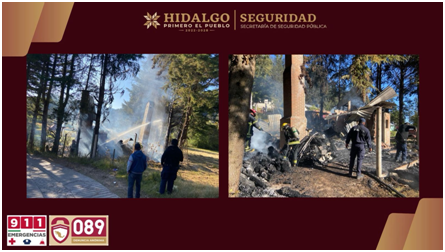 Controlan incendio en cabaña de Cueva Blanca, Mineral del Chico