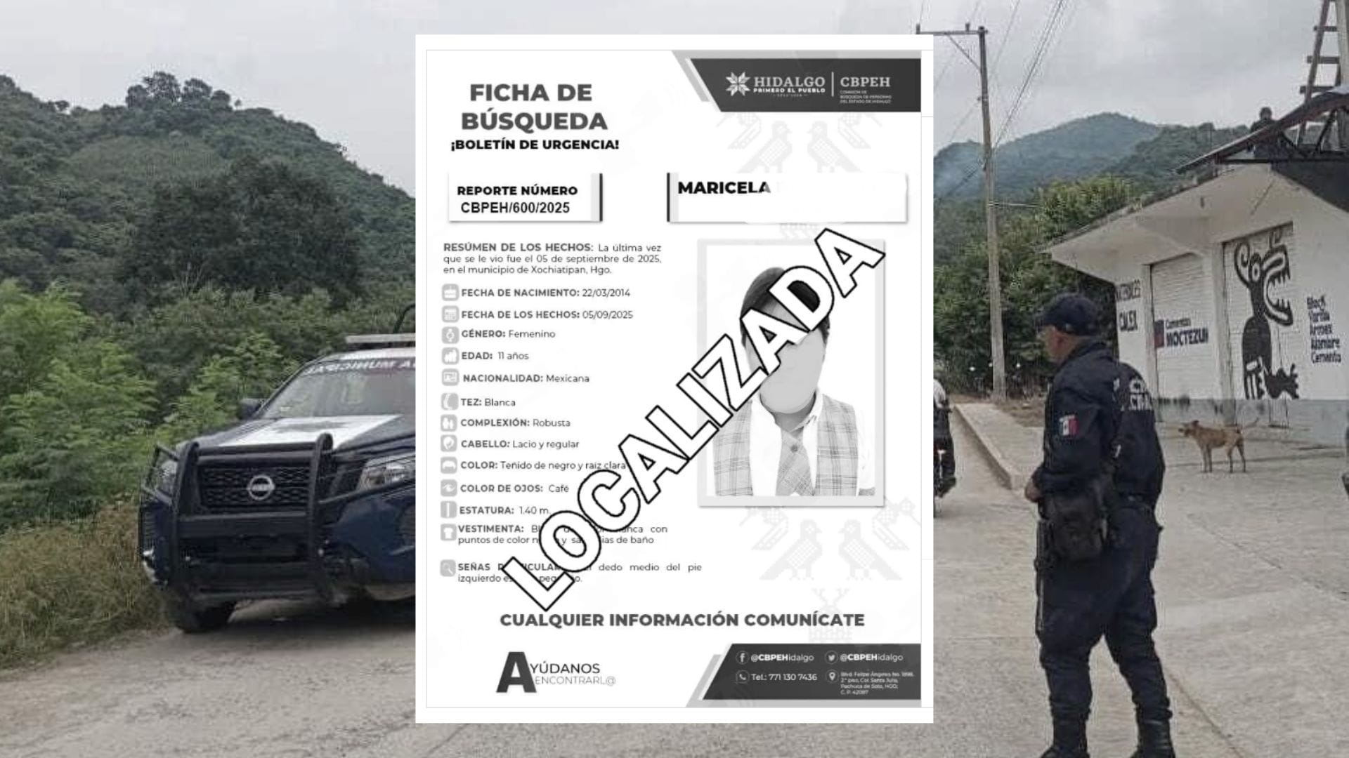 Hallan sin vida a niña desaparecida en Xochiatipan; investigan posible feminicidio imagen destacada