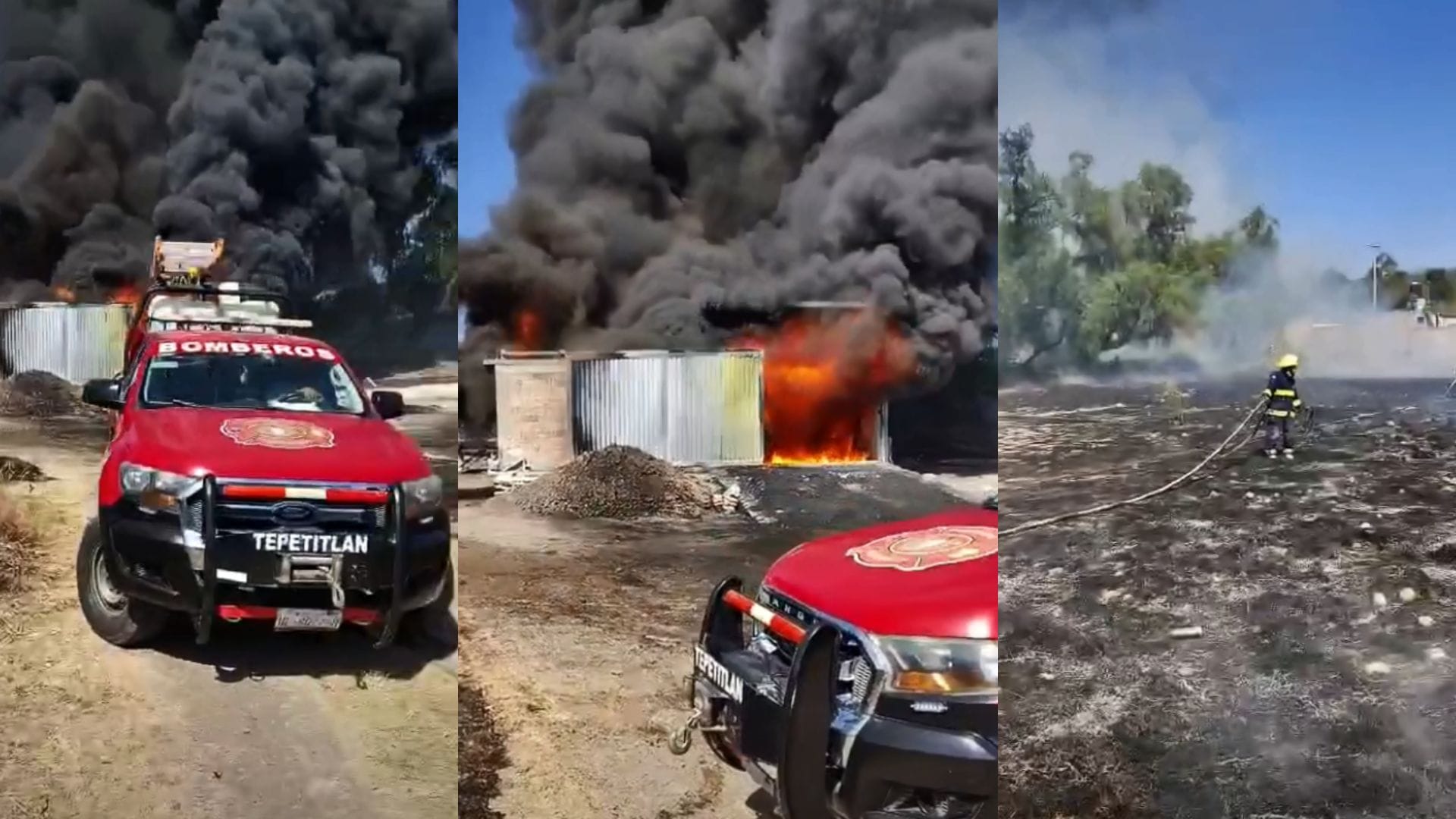 Incendio arrasa bodega con presunto hidrocarburo ilícito en Tepetitlán imagen destacada