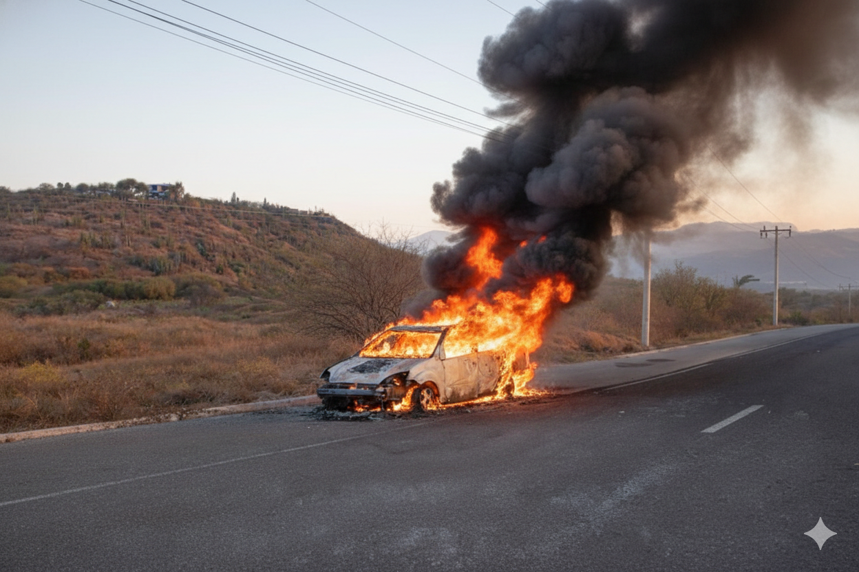 Se incendia vehículo en la Ixmiquilpan–Progreso, en Chilcuatla imagen destacada