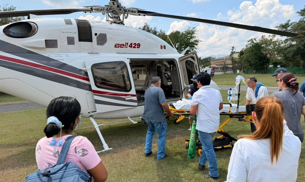 Trasladan en helicóptero a bebé de Atlapexco a Pachuca por neumonía imagen destacada