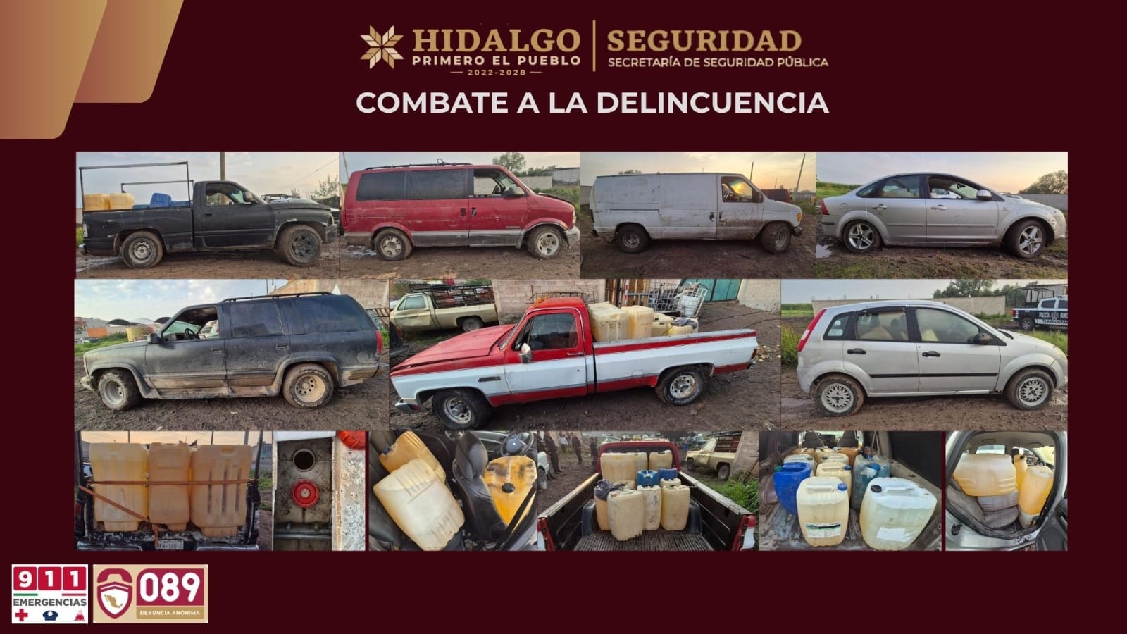 Aseguran siete vehículos y más de 6 mil litros de hidrocarburo en Tlaxcoapan imagen destacada