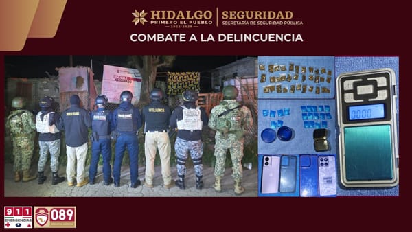 SSPH desmantela presunto punto de venta de droga en Tizayuca; hay dos detenidos